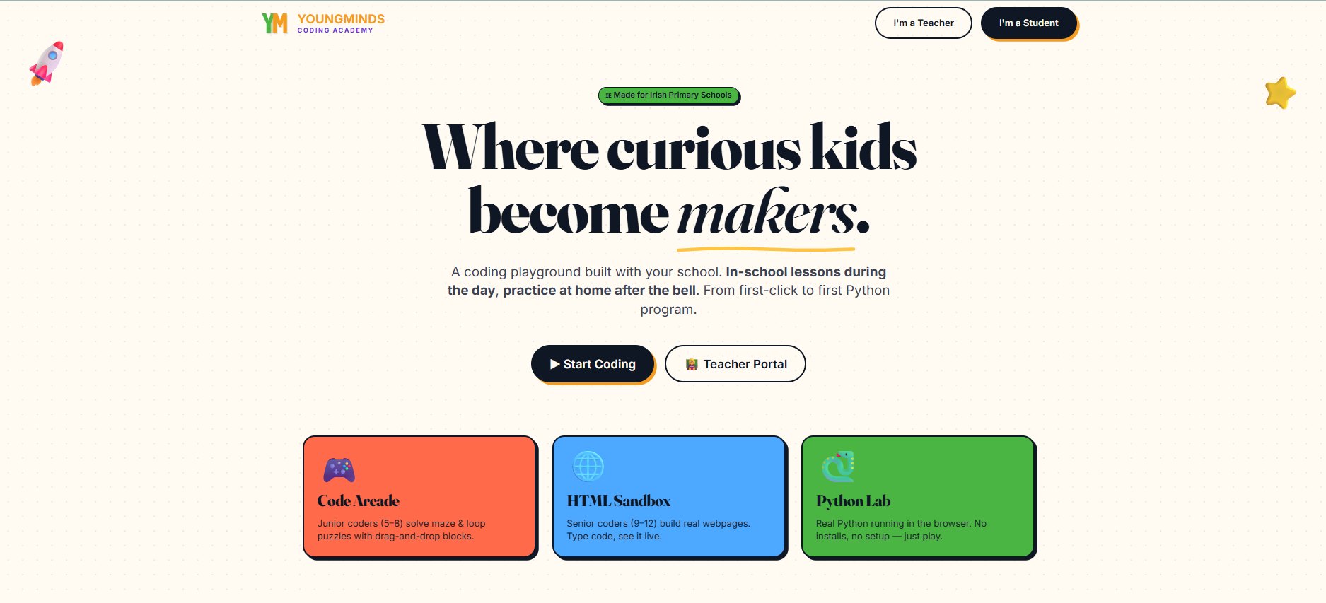 The YoungMinds practice app interface on a device